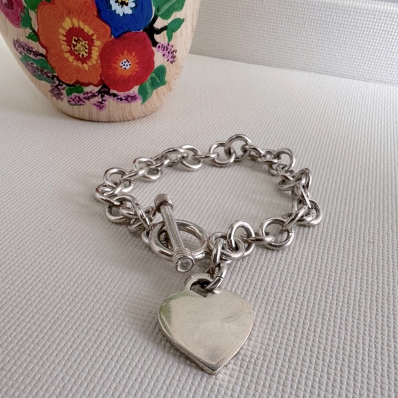 Sterling Silver Toggle Top Bracelet With Heart Charm
